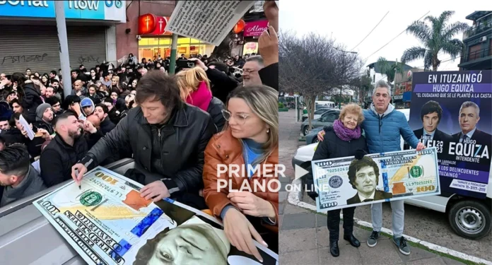 Robaron el billete de 100 dólares de Javier Milei en Ituzaingó