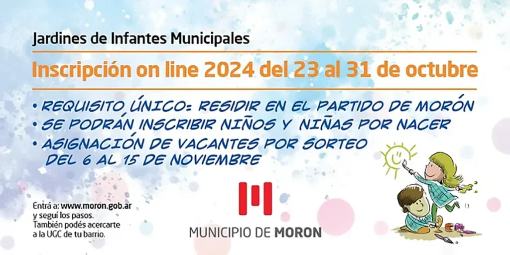 Morón abre la preinscripción 2024 para los jardines municipales