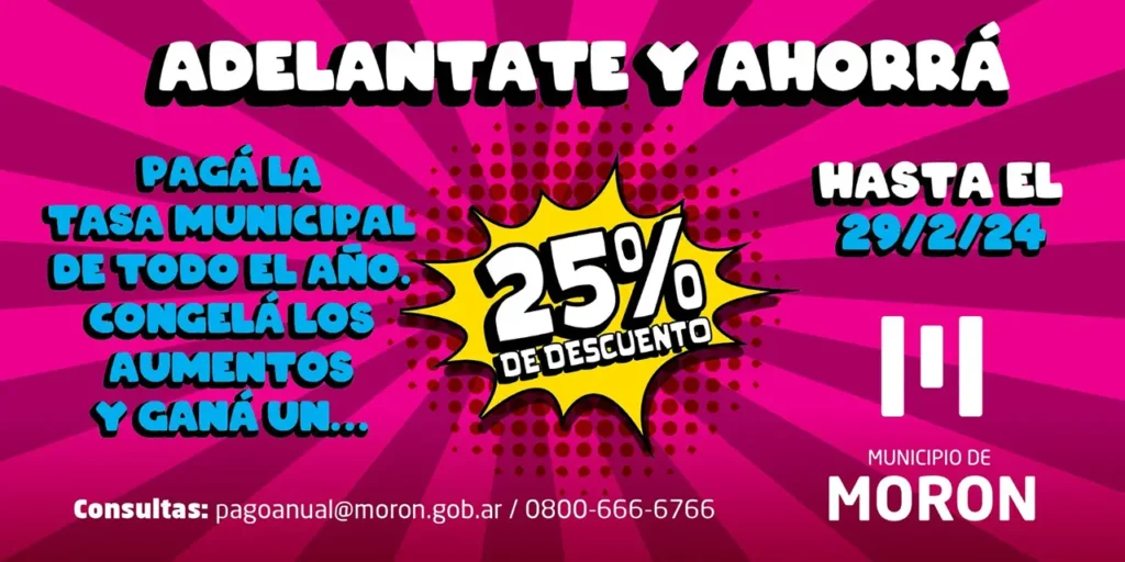 Pago anual de tasas en Morón