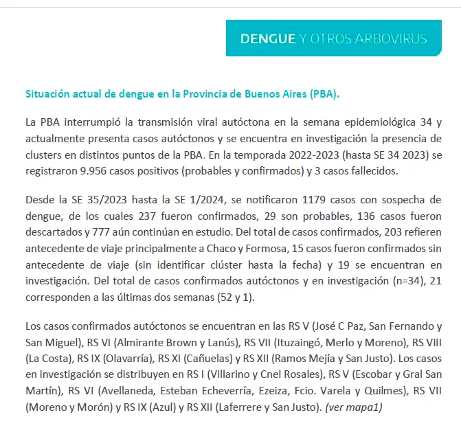 Casos autóctonos de dengue