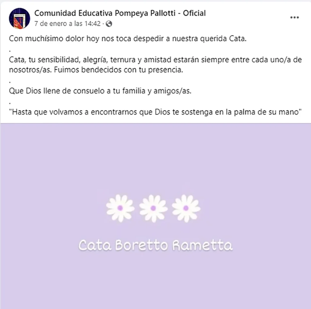 El recuerdo de Catalina Boretto Rametta