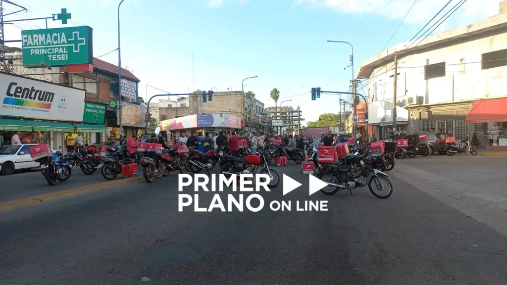Protesta de repartidores de Pedidos Ya