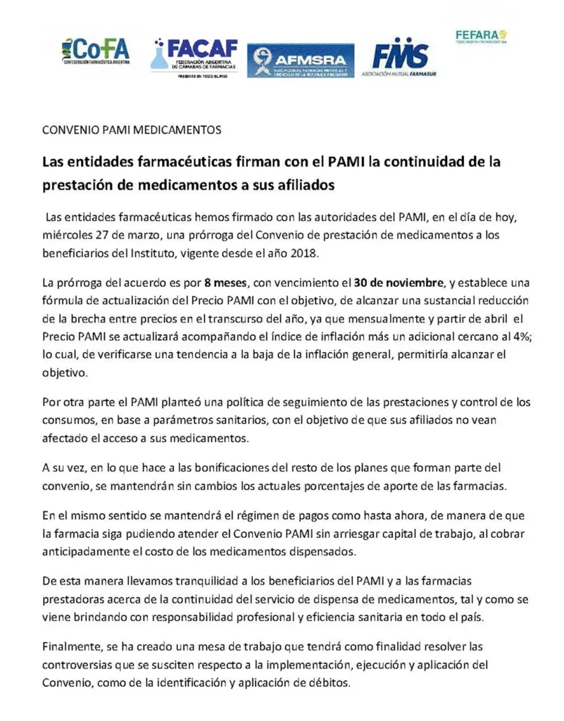 Nuevo convenio de PAMI con laboratorios