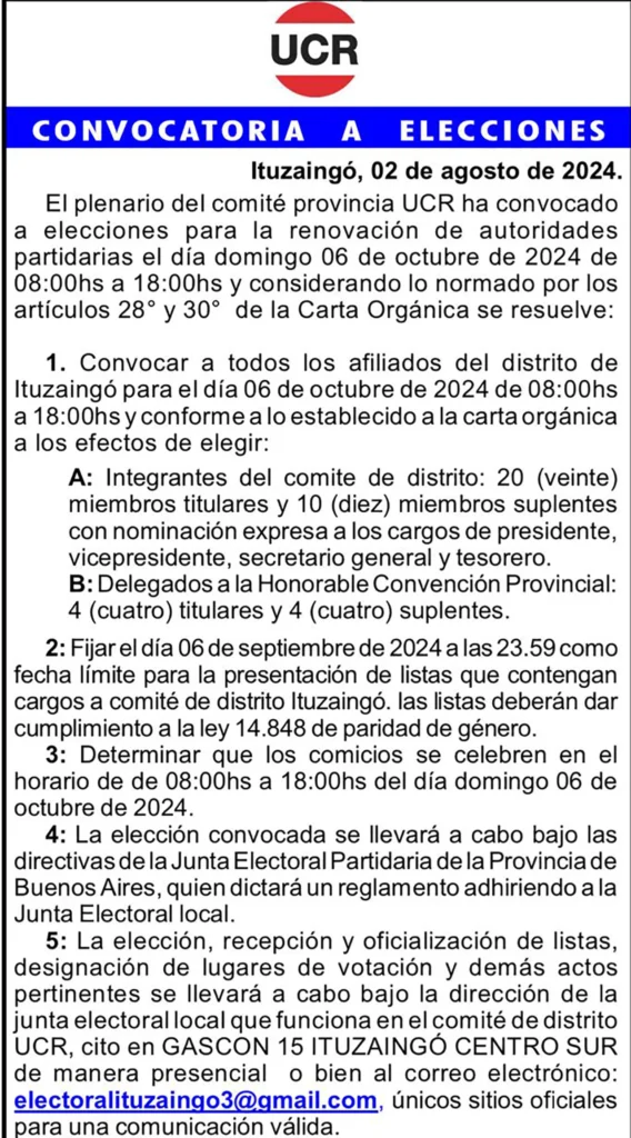 Escándalo en la UCR de Ituzaingó