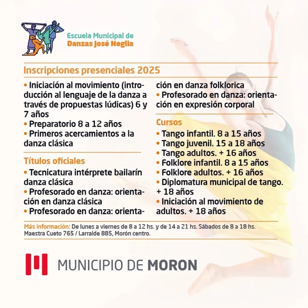 Inscripción a la escuela de danzas en Morón