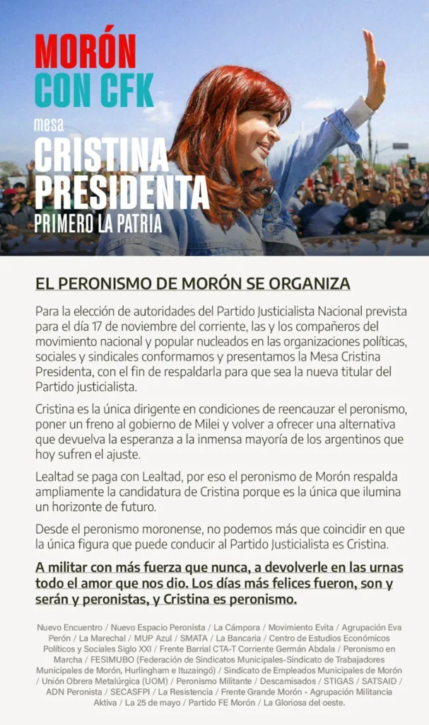Mesa Cristina Presidenta en Morón