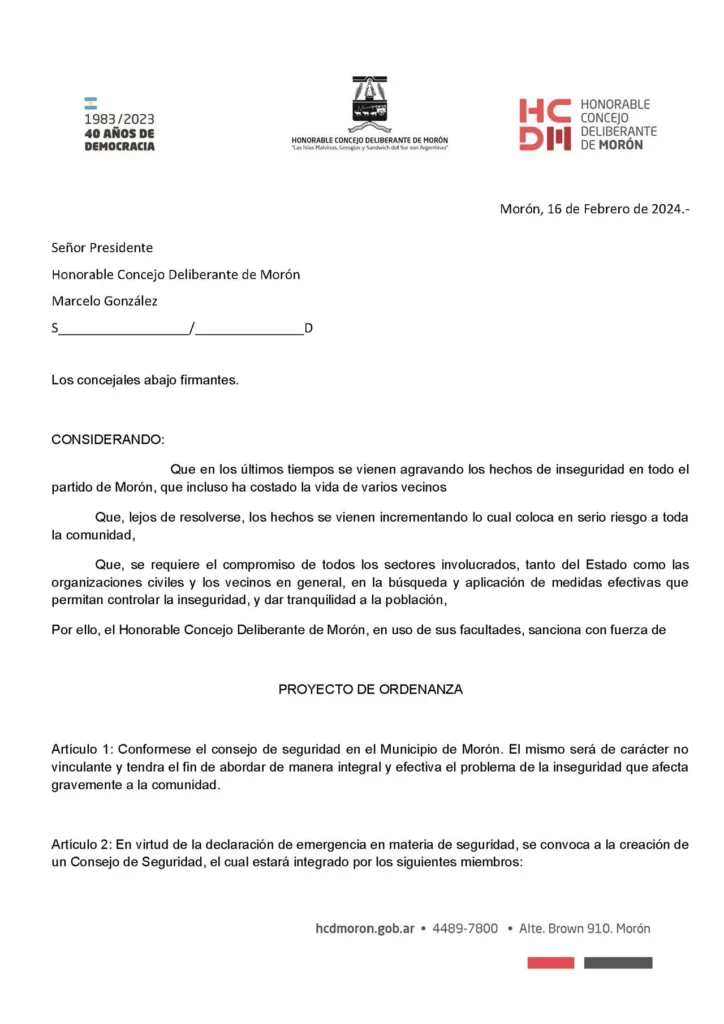 Consejo de Seguridad Municipal en Morón