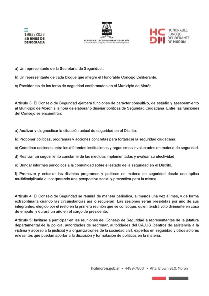 Consejo de Seguridad Municipal en Morón