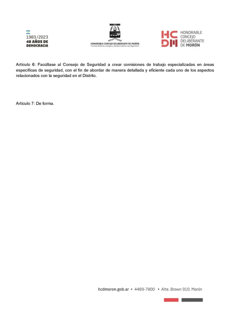 Consejo de Seguridad Municipal en Morón