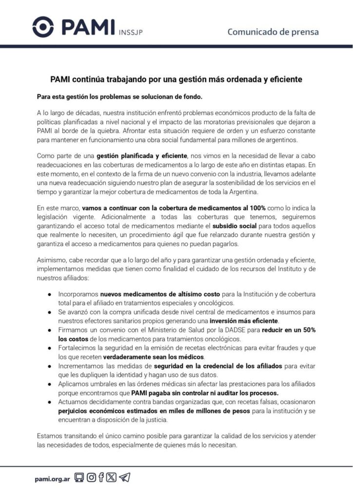 Medicamentos gratis PAMI