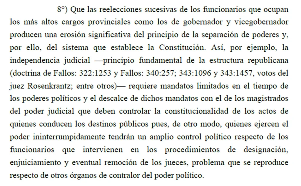 Fallo Corte Suprema sobre reelecciones indefinidas