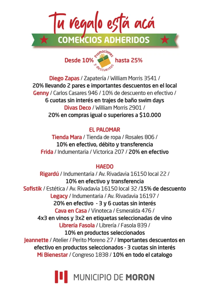 Descuentos para las fiestas en Morón