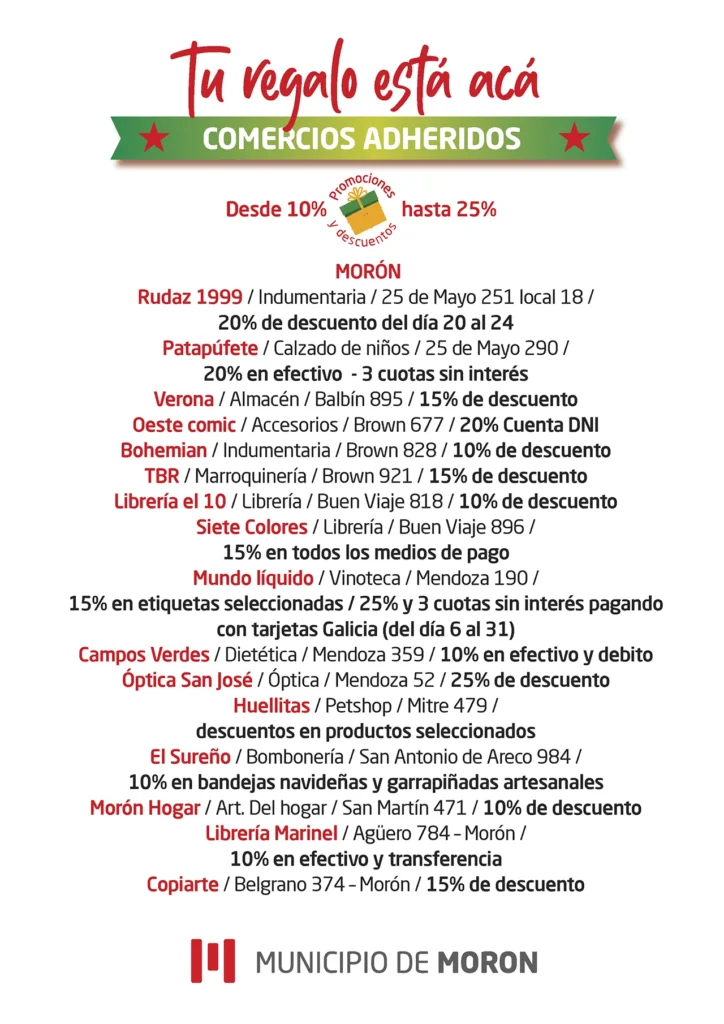 Descuentos para las fiestas en Morón