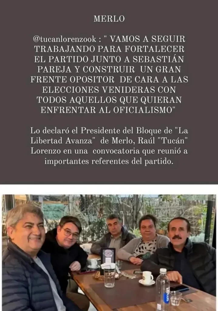 Raúl 'Tucán' Lorenzo se fue del bloque libertario de Merlo