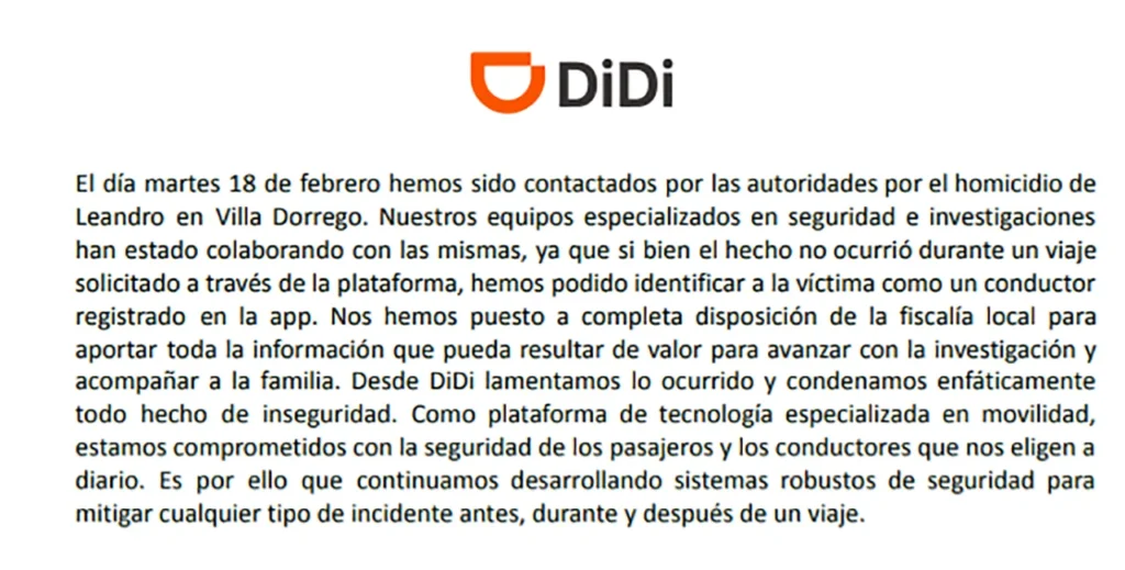 Detenido por el crimen del DiDi en Catán