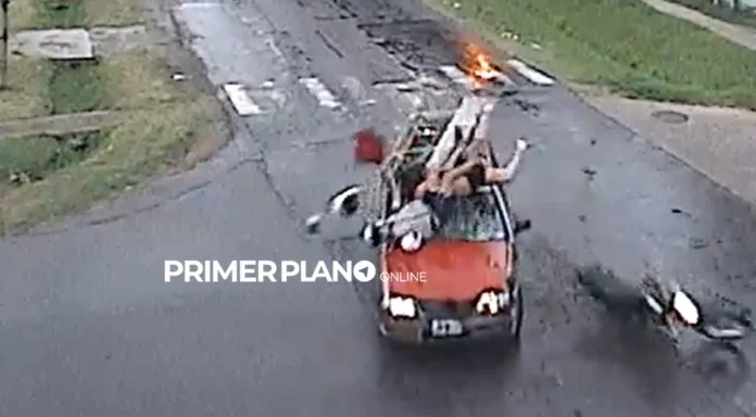 Choque entre un auto y una moto en Tigre