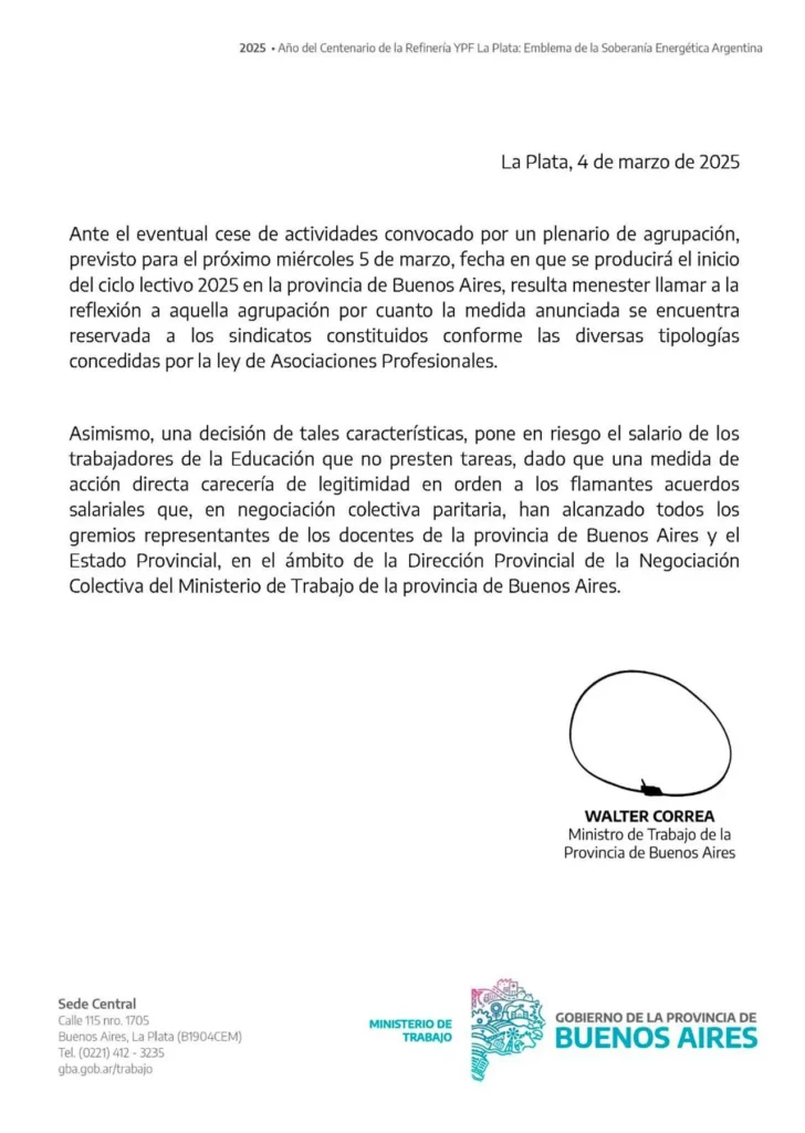 Paro docente en el inicio del ciclo lectivo 2025