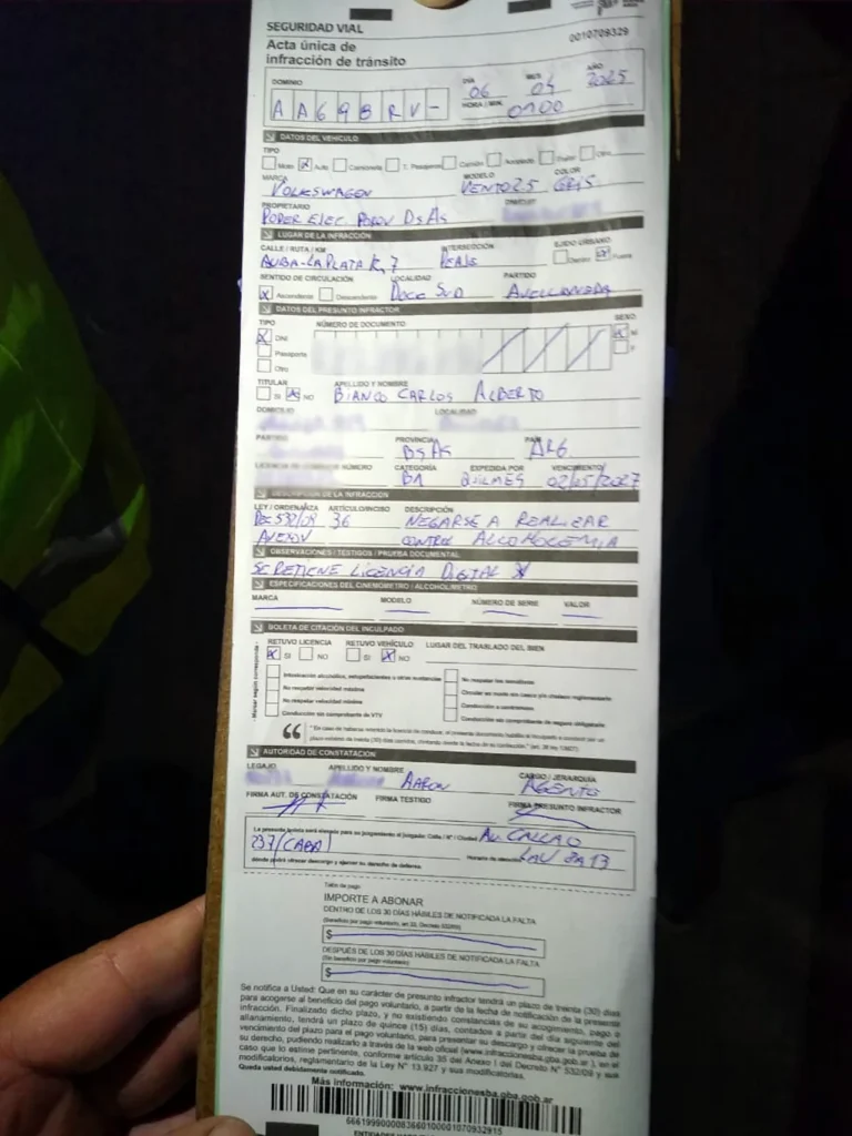 Acta de infracción a Bianco