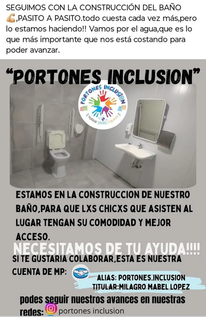 Portones Inclusión en busca de construir un baño
