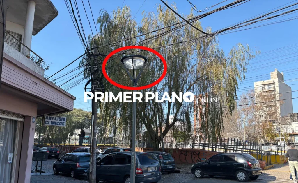Luminarias prendidas todo el día en Haedo