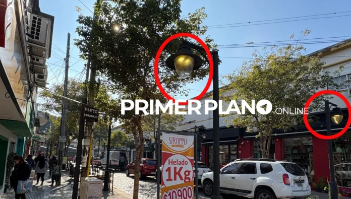 Luminarias prendidas todo el día en Haedo