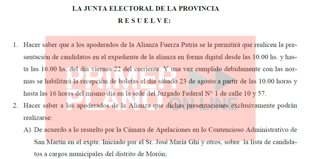 Resolución de la Junta Electoral por el caso Morón