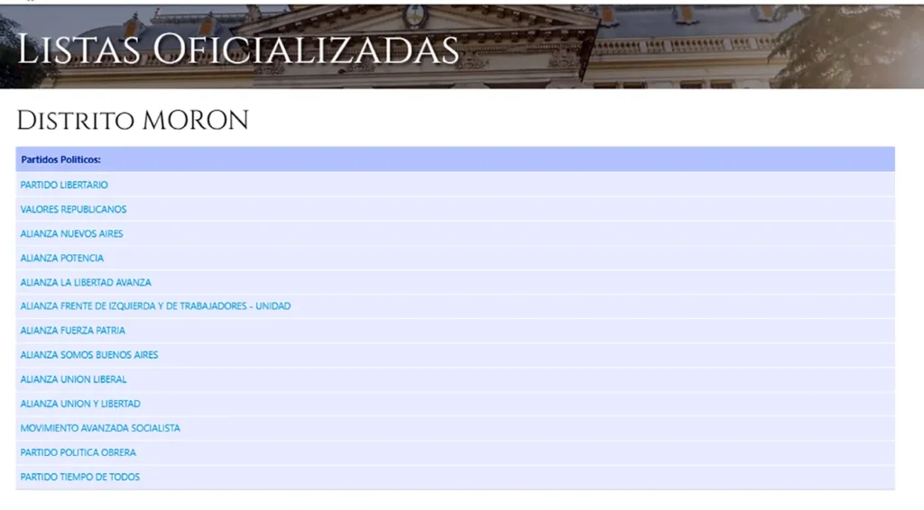 Listas oficializadas en Morón