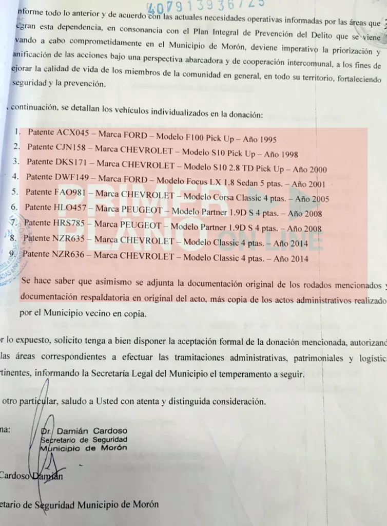 Móviles donados a Morón