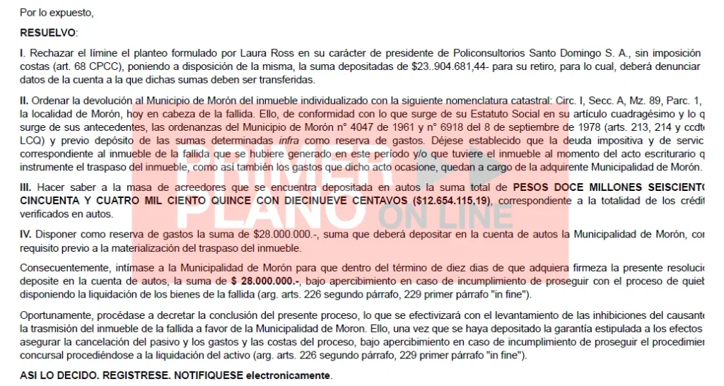 Fallo judicial sobre ARENIL