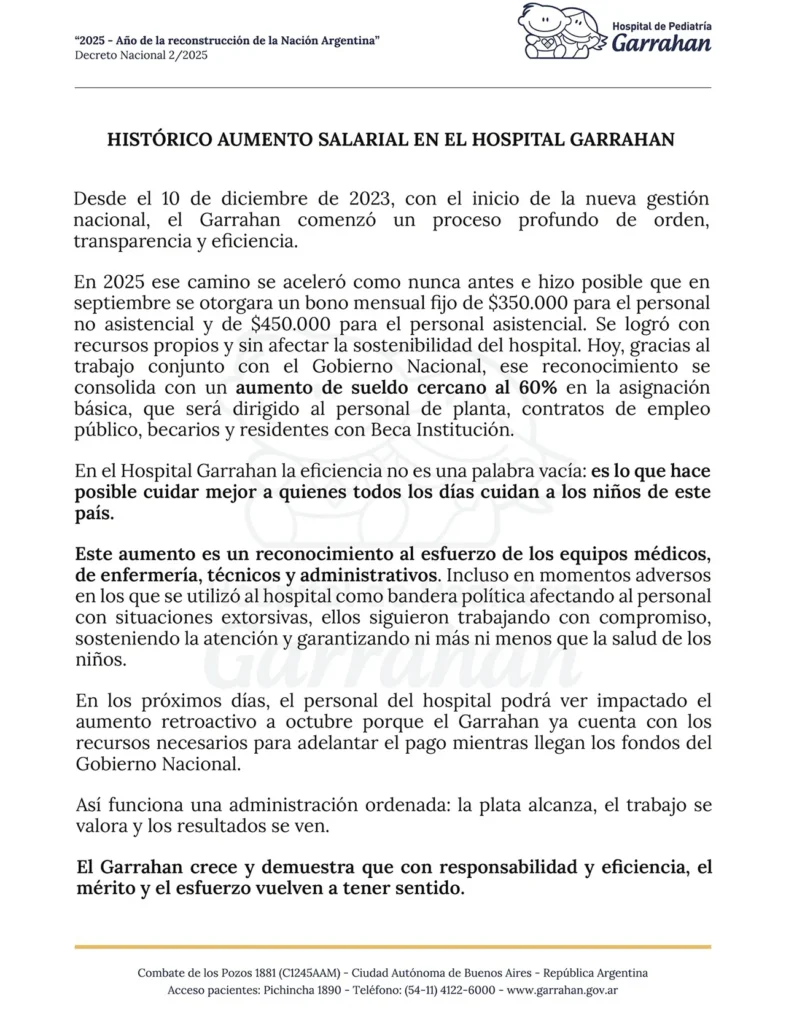 La situación del hospital Garrahan