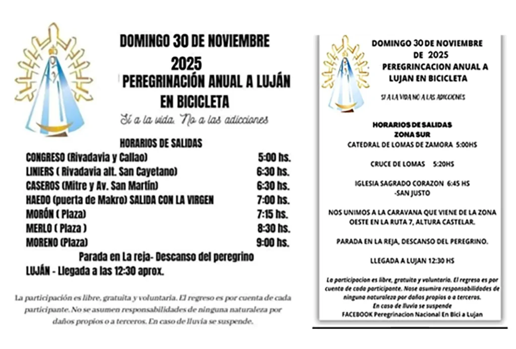 Peregrinación en bicicleta a Luján