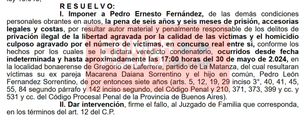 Condena por las muertes de Macarena y León