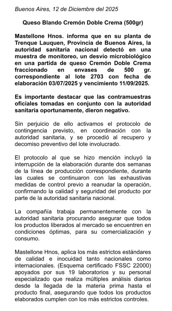 Alertan por el queso Cremón