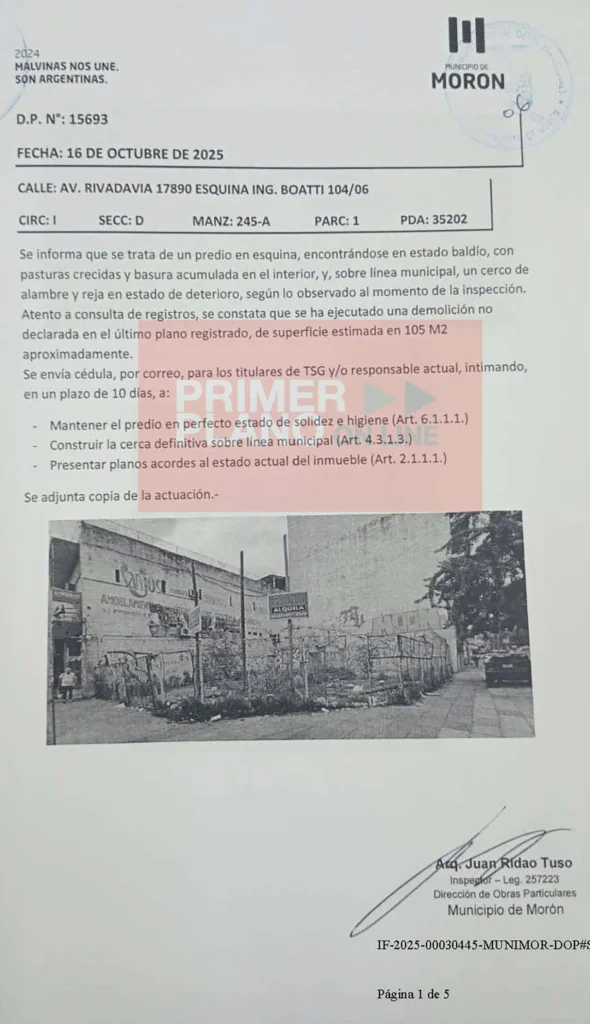 Inmueble abandonado en el centro de Morón