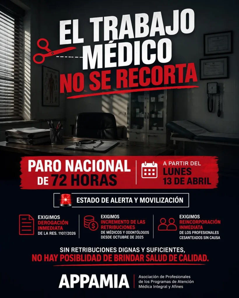 Paro de médicos y odontólogos de PAMI