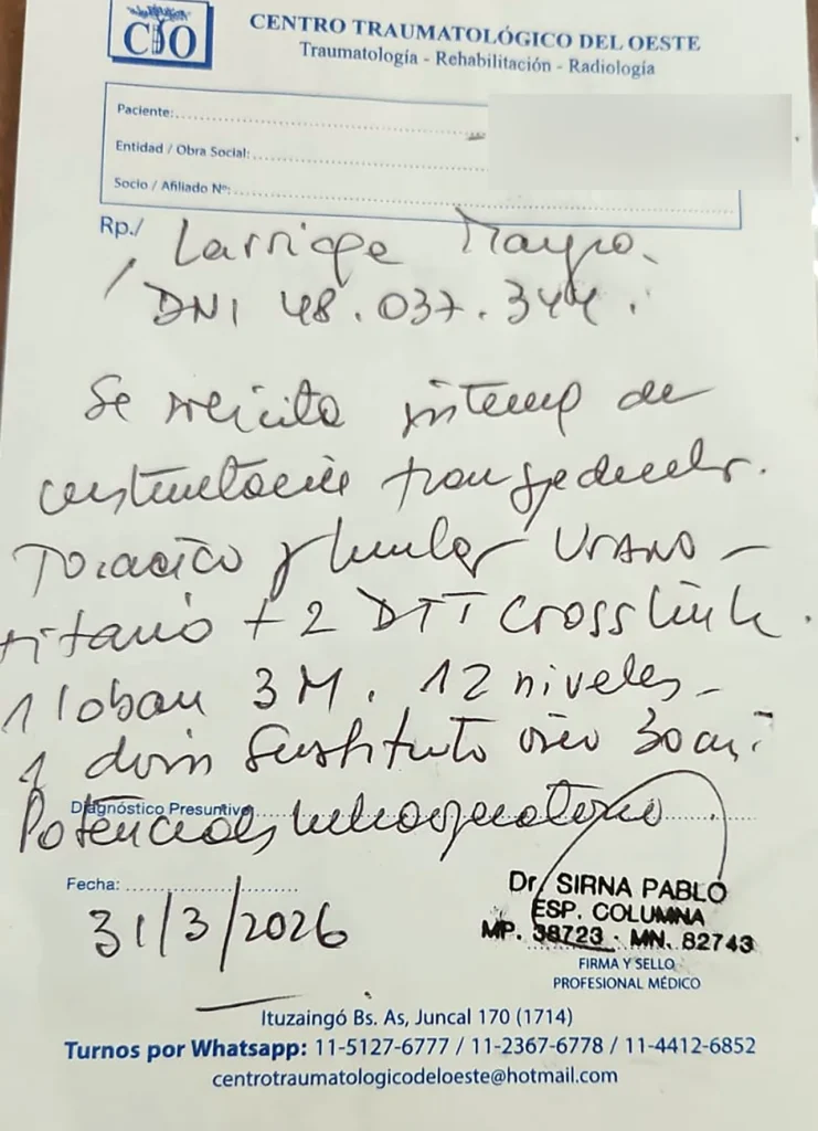 La escoliosis de Mayra Larriaga