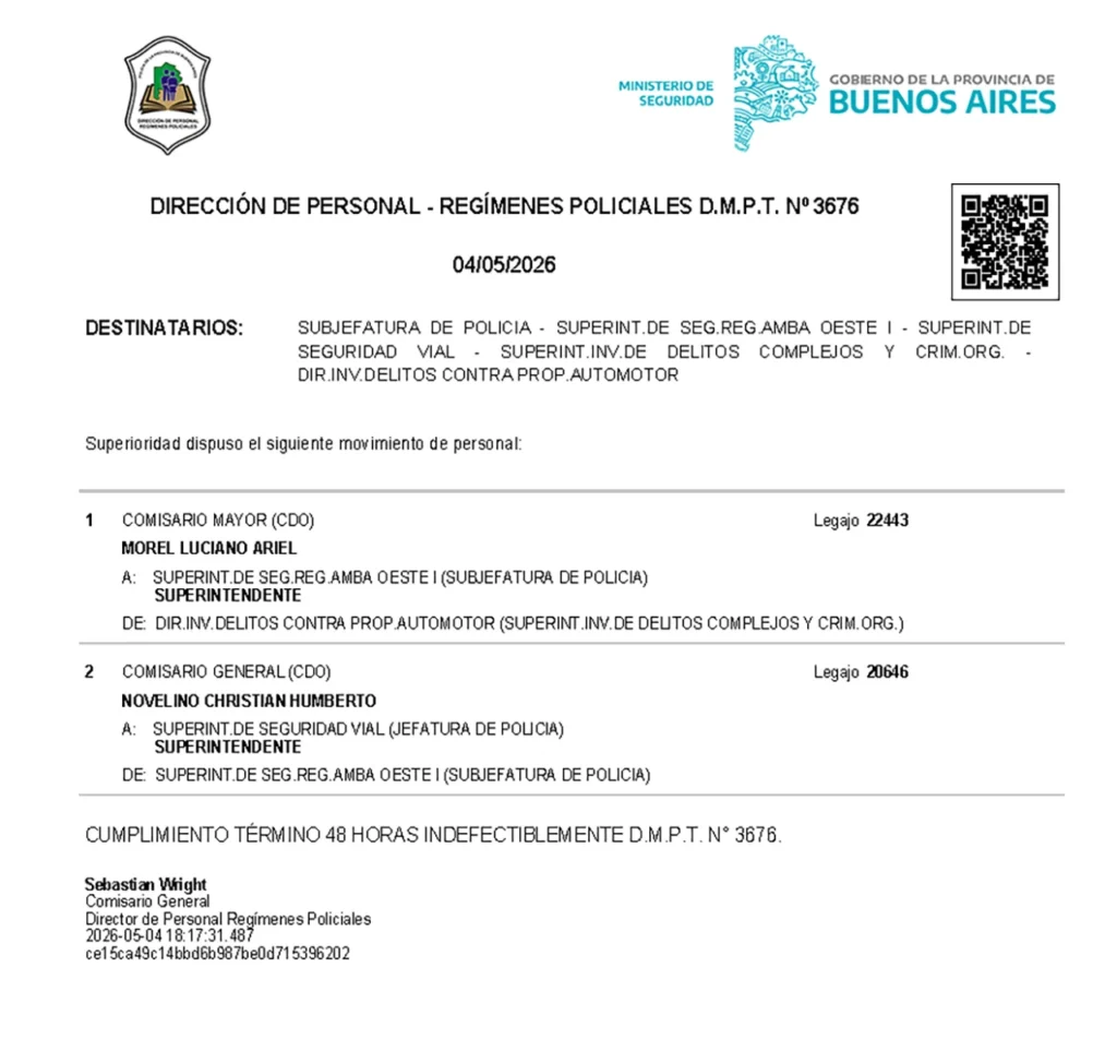 Cambios en la Superintendencia Amba Oeste 1