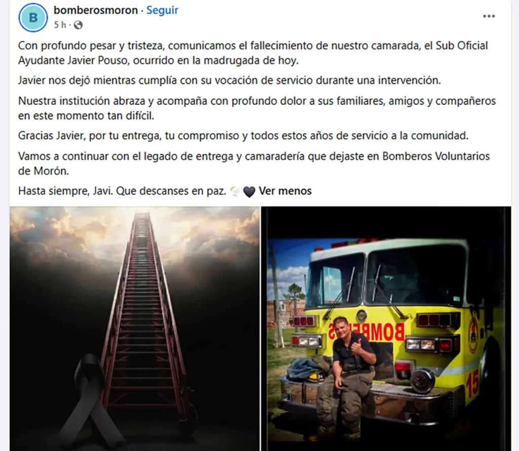 La muerte de un bombero en Morón