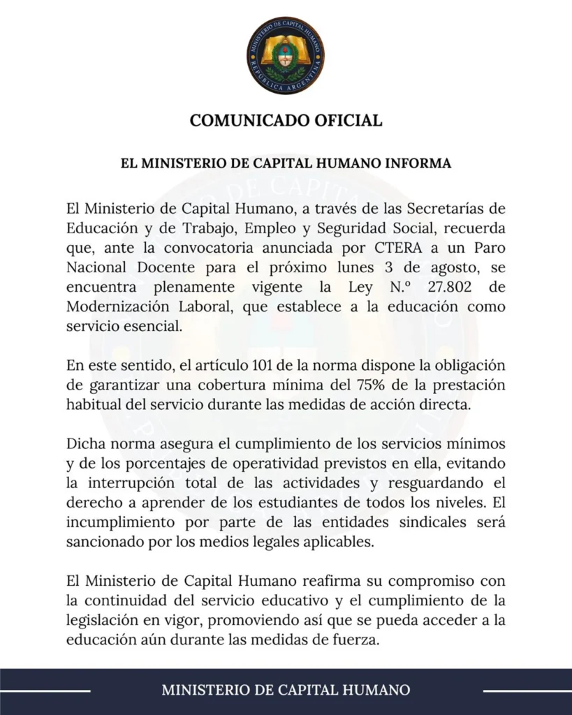 Comunicado Capital Humano