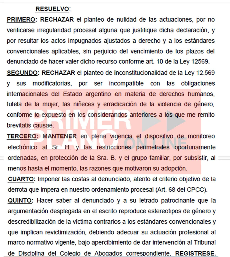 Fallo sobre violencia familiar en Ituzaingó