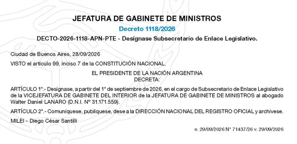 Walter Lanaro, funcionario de Jefatura de Gabinete