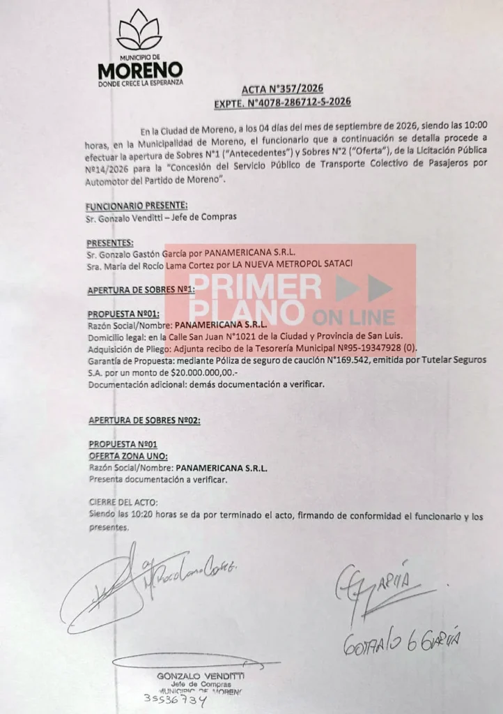 Nuevo sistema de transporte en Moreno