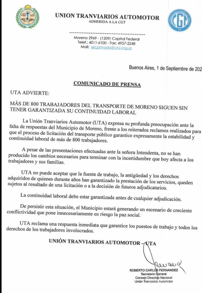 Protesta empresas de colectivos en Moreno