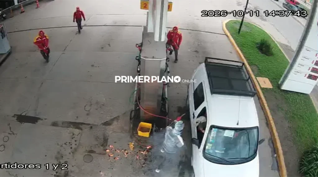 Pánico en estación de servicio de Merlo