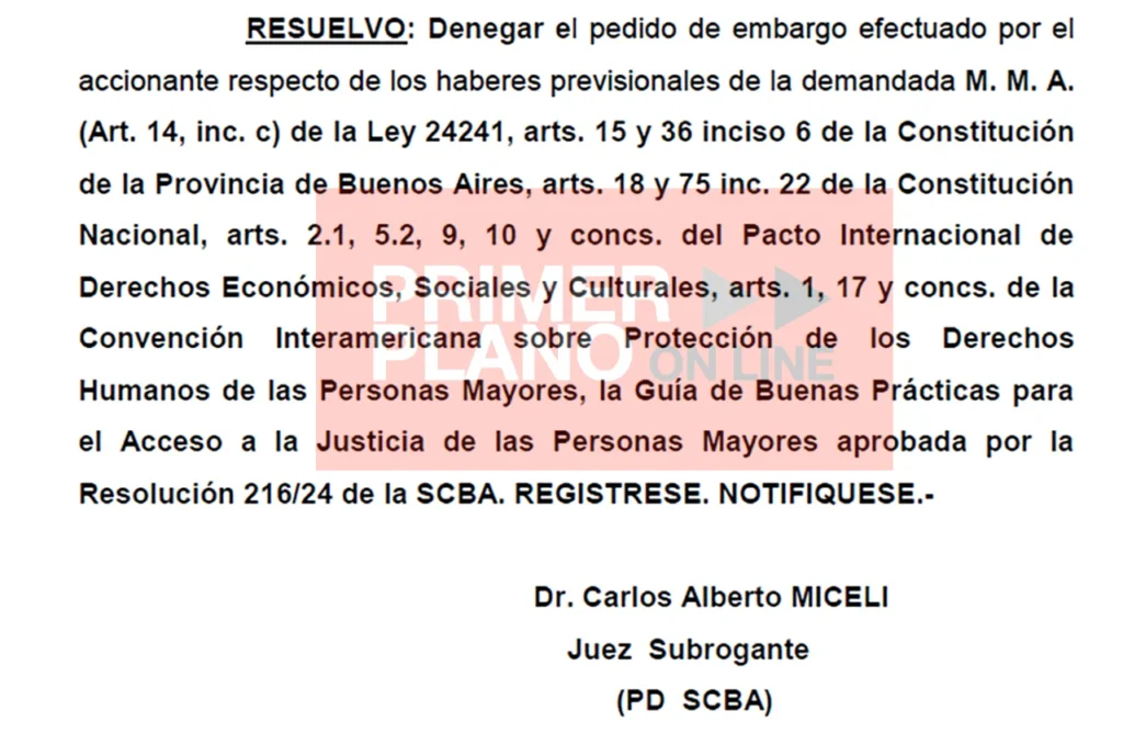 Rechazan embargo sobre una jubilación