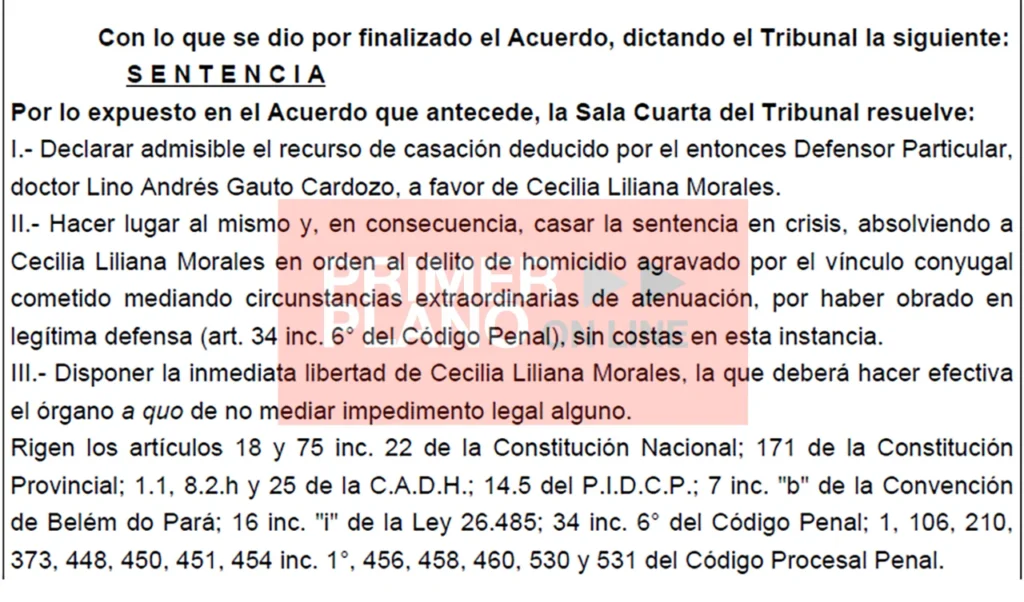 Casación Cecilia Morales