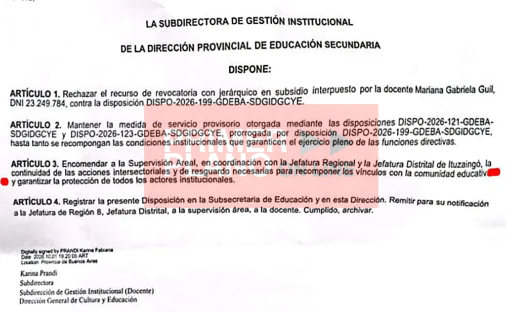 Respuesta de Educación a Mariana Guil